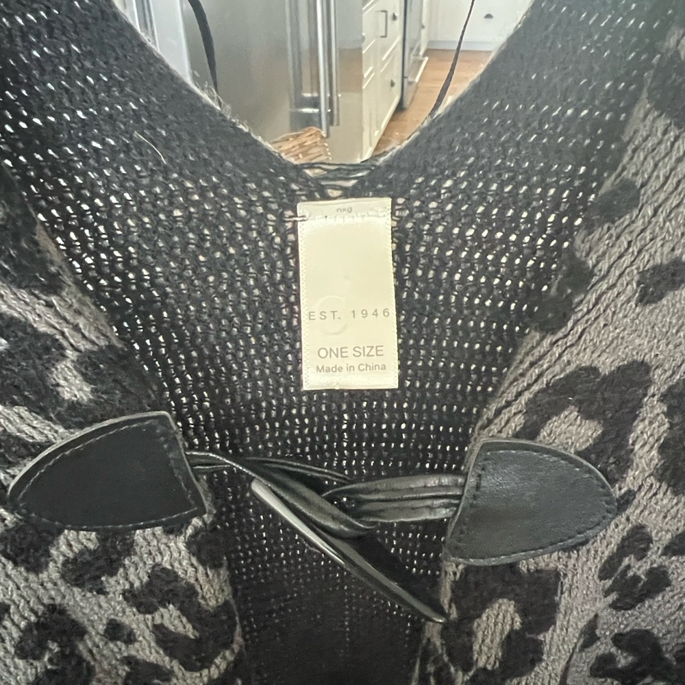 Leopard Print Fringe Poncho#1 - Picture 3 of 7